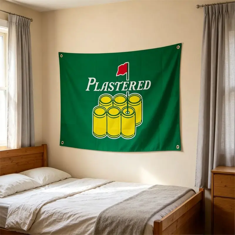 VIKAMA Plastered Beer Can Golf Parody Wall Tapestry Funny Drinking Humor College Home Decor Lightweight Soft Durable Cozy Gift