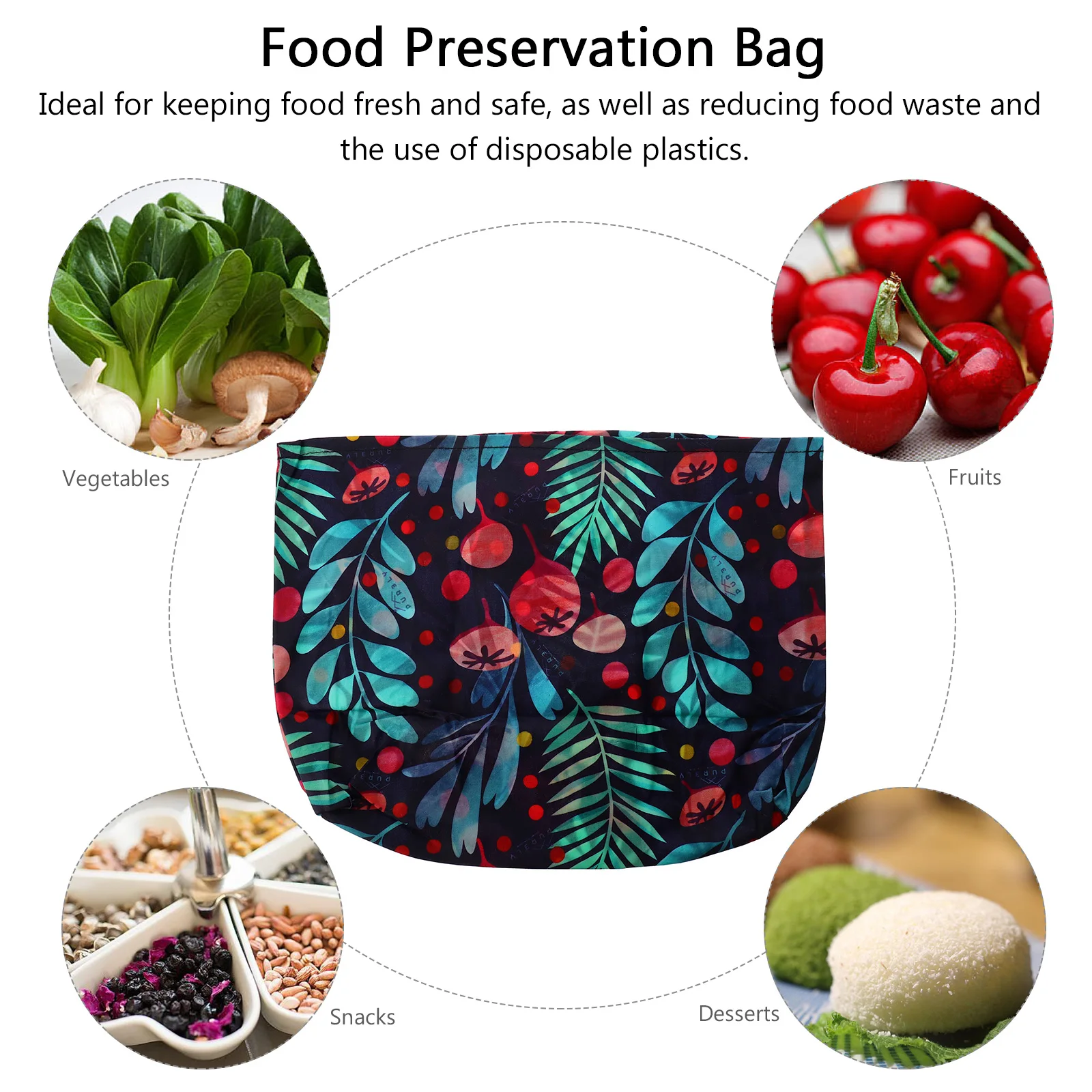 New Reusable Beeswax Cloth Wrap Food Fresh Bag Lid Cover Storage Bag Jungle Party Bees Sandwich Cheese Home Accessory