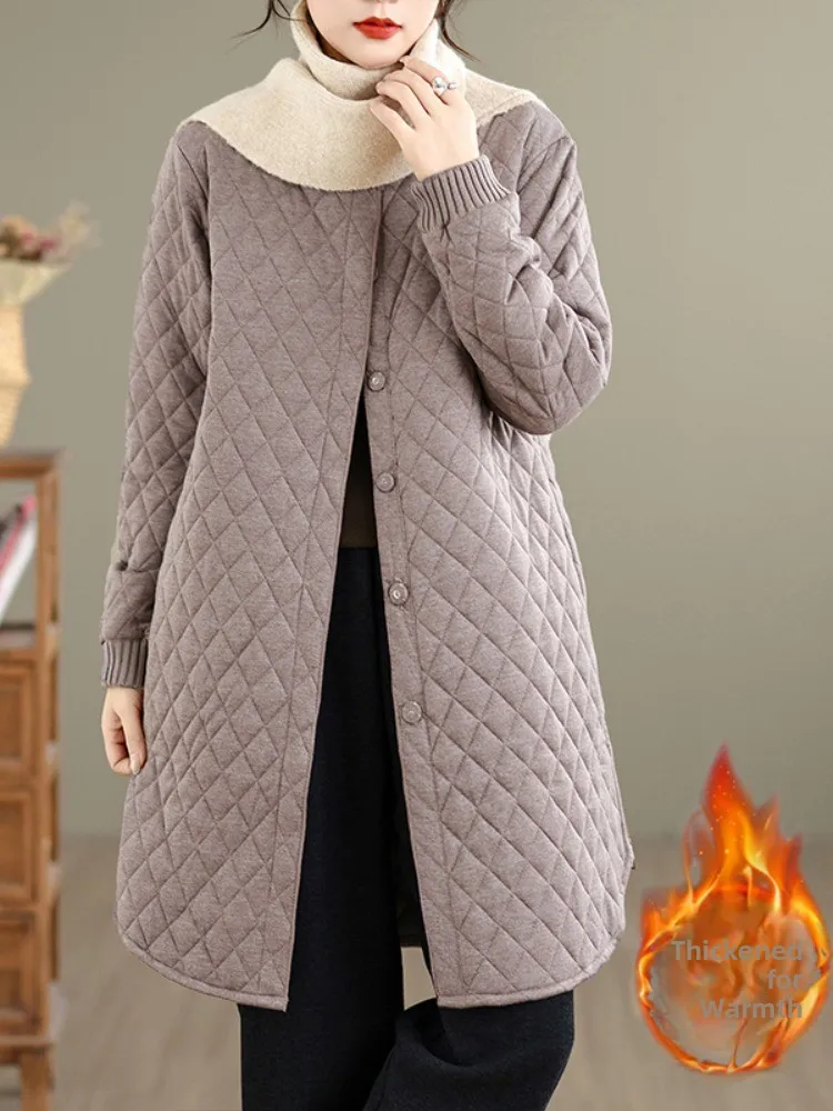 

Легкая стеганая хлопковая куртка, женская повседневная теплая антивозрастная утягивающая хлопковая куртка с воротником-стойкой, верхняя одежда на зиму