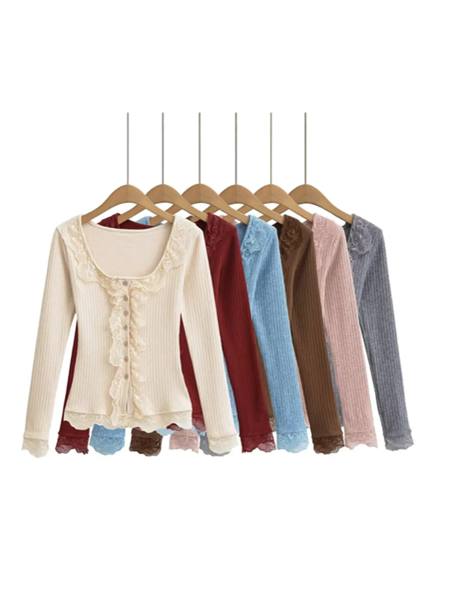 Sweet Sister Long Sve Camere Cardigan ort Sle Basislaag Splice Design Street Sle gebreide trui voor dames