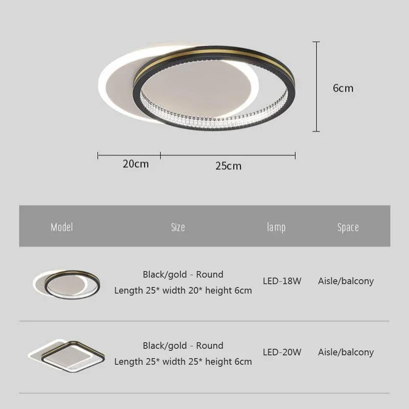 Imagem -06 - Moderno Led Minimalista Lâmpada do Teto para Sala de Estar Quarto Decoração Luxo Luminária Corredor Luz Teto com Controle Remoto