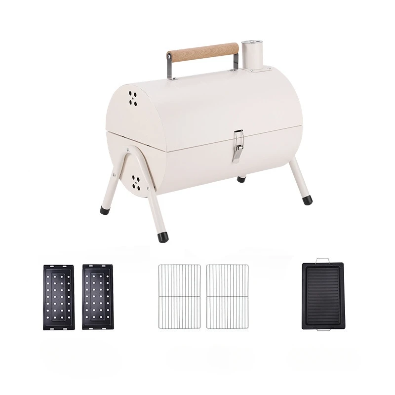 Portable tabletop charcoal grill, durable BBQ cooker for camping, picnic, backyard and balcony outdoor cooking