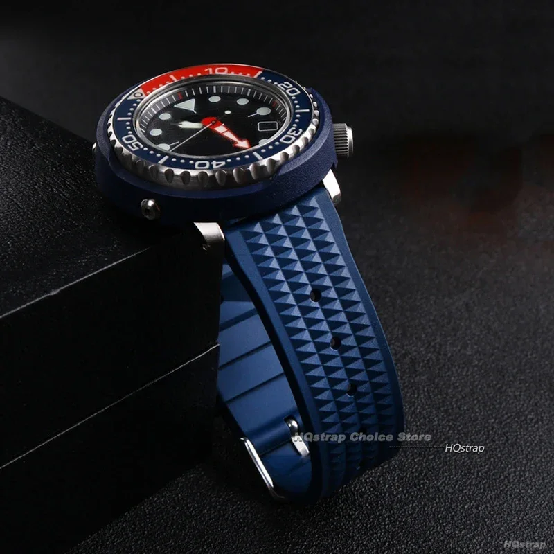 سوار ساعة مطاطي ممتاز للرجال والنساء ، ناعم ، شامل ، حزام مسطح ، بديل لساعة Seiko ، 20 42
