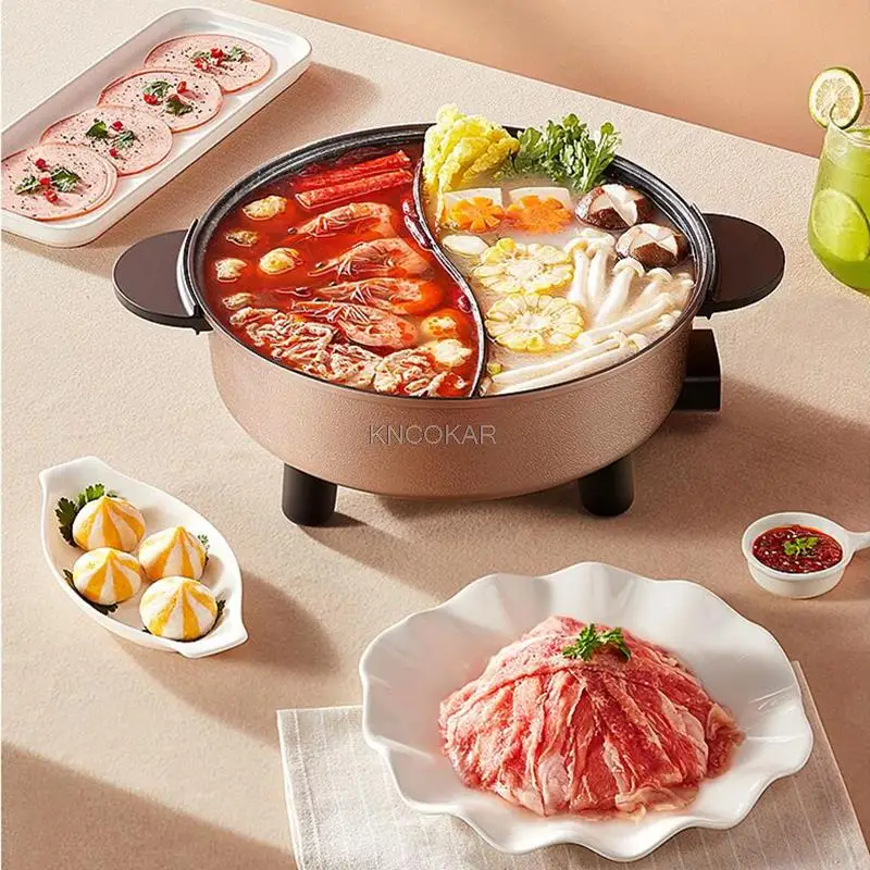 Joyoung 220V 5L Hotpot Koken Machine 2 Smaak Huishoudelijke Elektrische Hot Pot Non-stick Multi Fornuis Koekenpan hot Pot