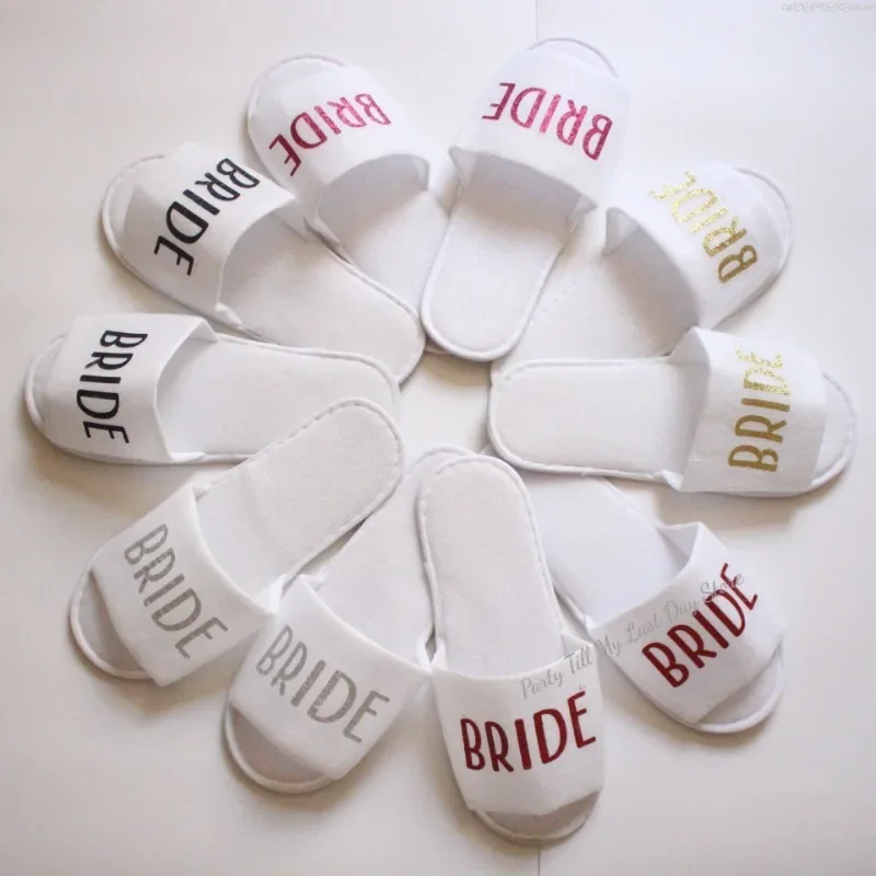 Bride To Be Slippers Team Bride Shower Wedding Decoration Bridesmaid Hen Party Soft Slippers Ladies Bachelorette Party Supplies