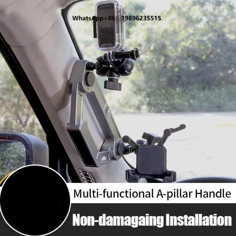 High Quality Aluminum a Pillar Grab Handle with Phone Holder Parking Number