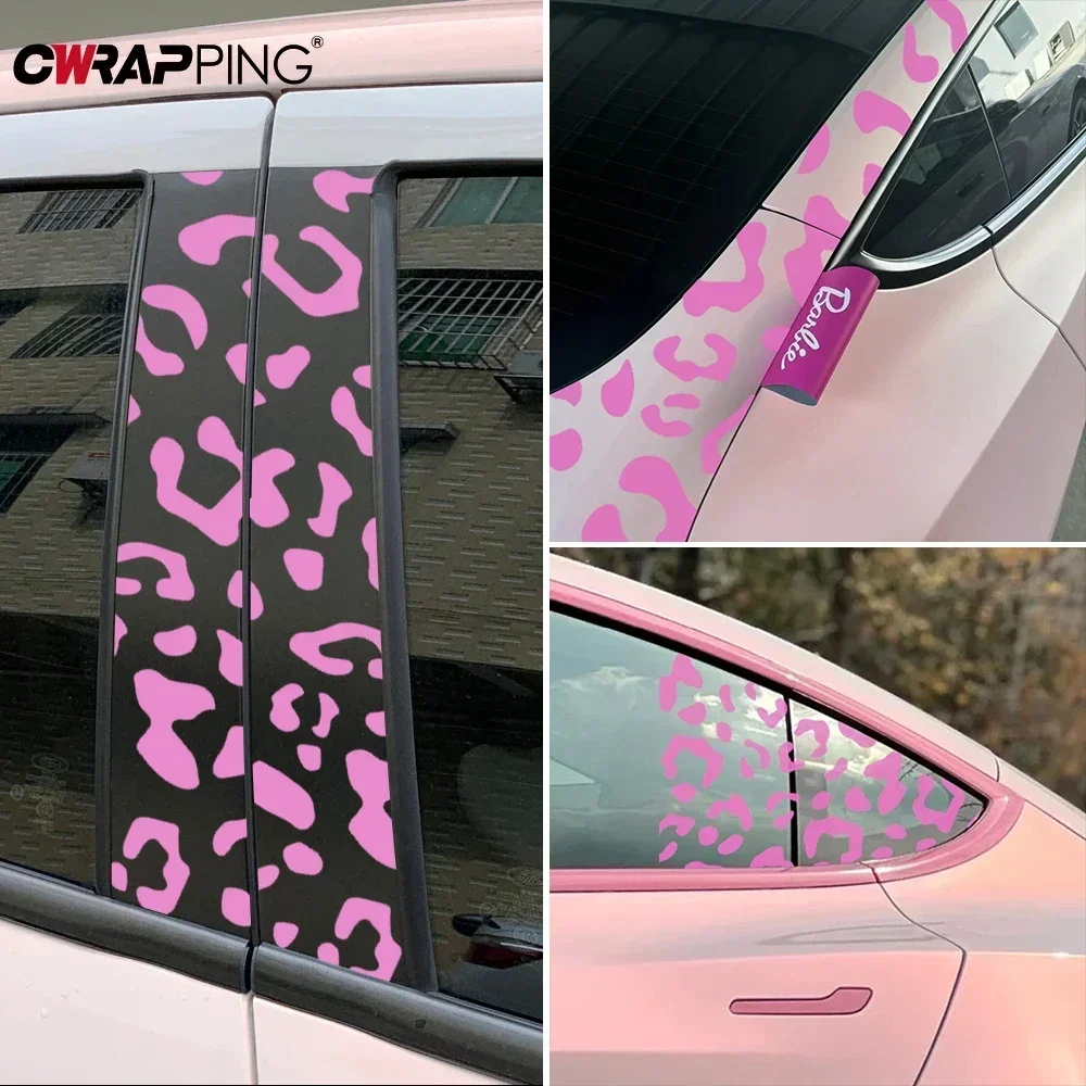 Stiker Mobil Pink Vinyl Wrap Film Kaca Depan Tabir Surya Stiker DIY Dekoratif Stiker untuk Wanita Aksesoris Dekorasi Mobil