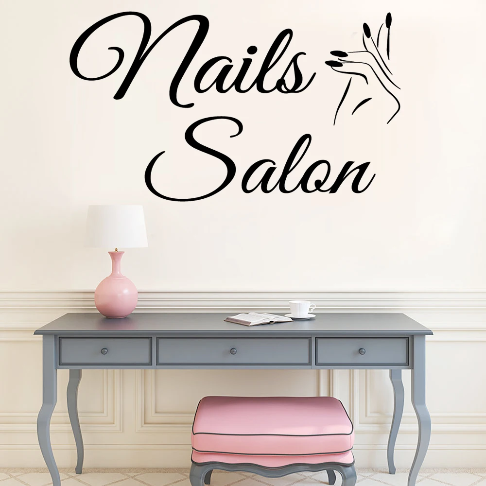 Beautiful Wall Decals Nail Salon Sticker For Beauty Salon Wall Stickers on the wall Wallpaper Decal Girl Room Decor muursticker