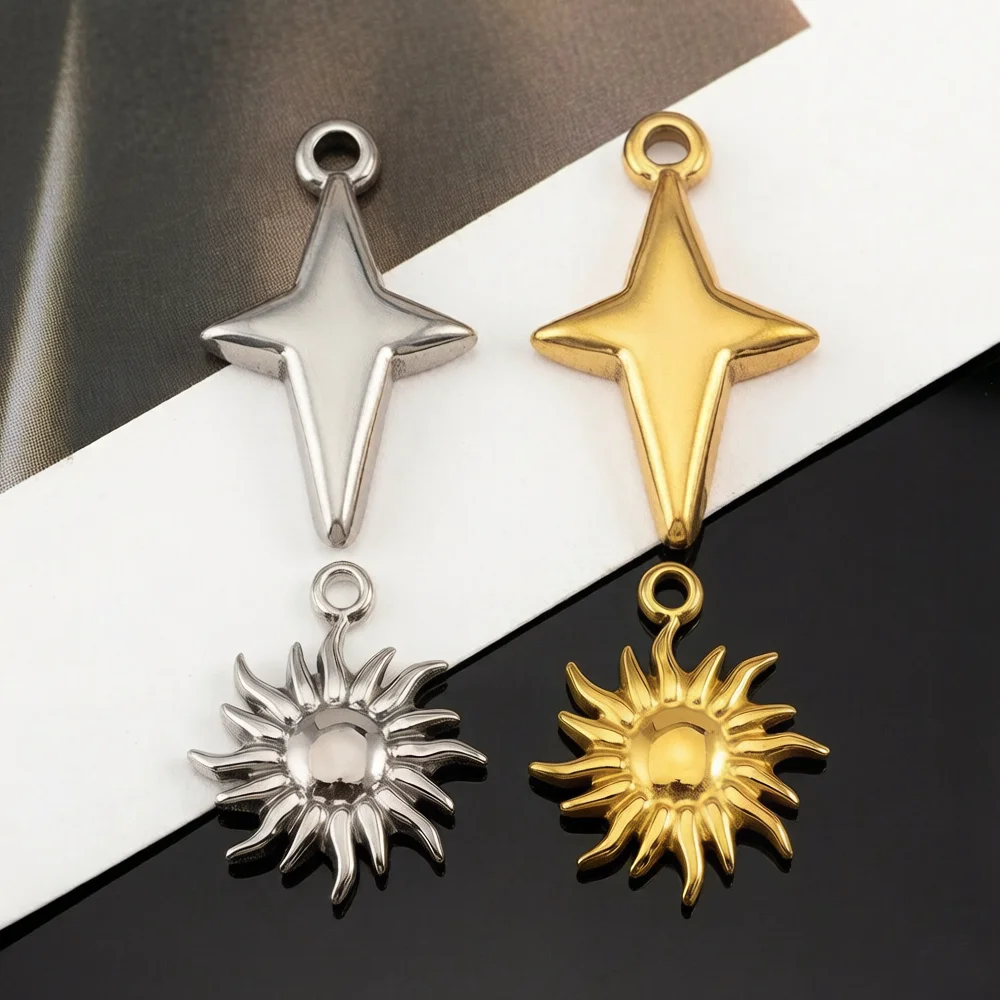 

5Pcs meteor Sun Shaped Stainless Steel Gold Color Pendant For Jewelry Making Supplies Handmade Necklace Bracelet Charm