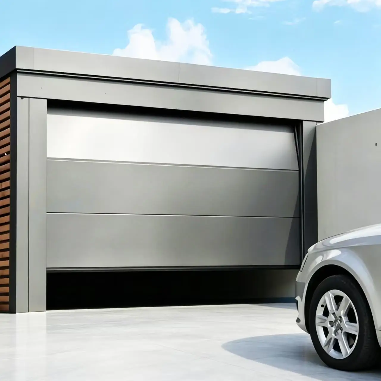 Modern Intelligent Electric Garage Door Polished Aluminum Alloy Heavy Duty Garage Doors Sectional Remote Control Garage Doors