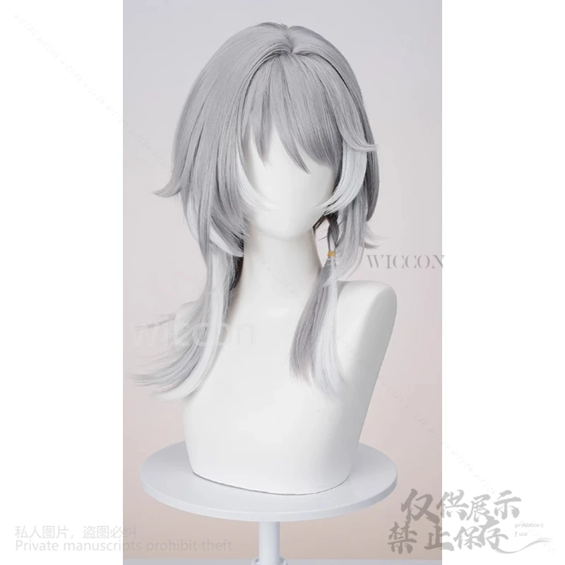أنيمي لعبة هونكاي ستار السكك الحديدية تأثيري التشفير موضة رمادي وأبيض شعر مستعار اصطناعي يسلط الضوء على جيراي كي الفتيات الباروكات كوس مخصص
