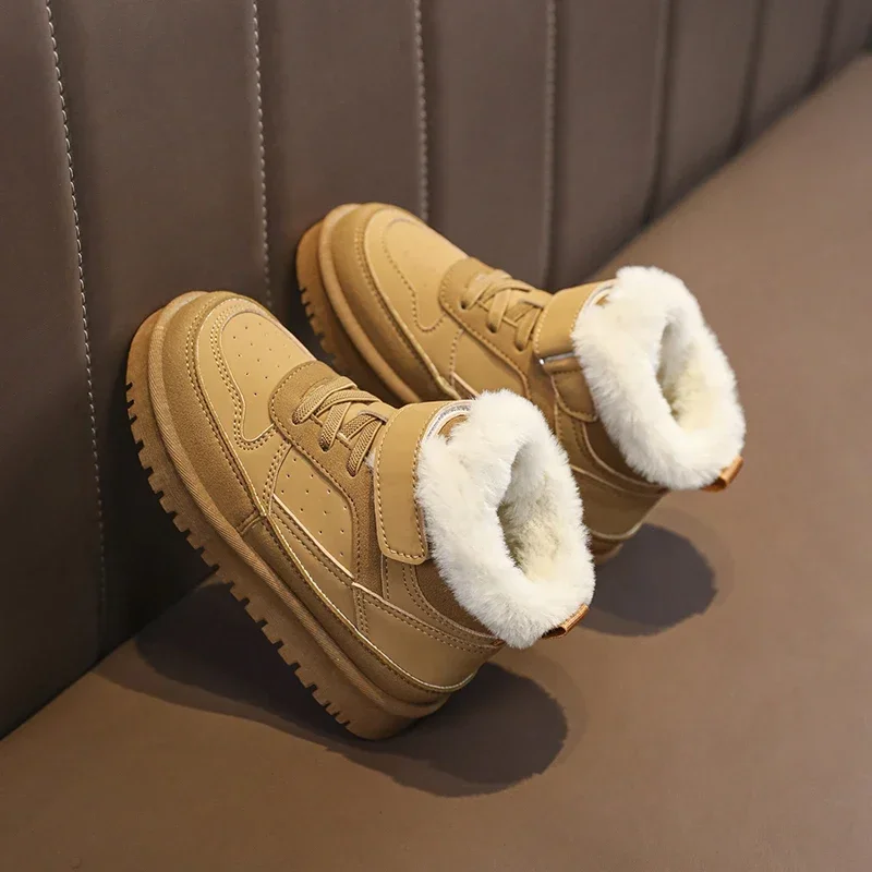 Stivali da neve per bambini Furry Warm Plush scarpe Casual ragazze ragazzi bambini stivali inverno Trendy All-match stivali di cotone per bambini resistenti all'usura