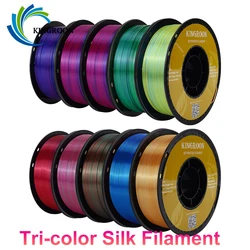 Filamento de seda tricolor para impresora 3D, material plástico para impresión 3D, 1,75mm, 10KG/22 libras, Color especial