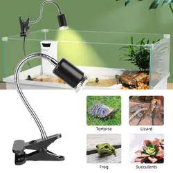 Reptile Heat Lamp with Halogen 50W Adjustable Gooseneck Tortoise Reptile Light Aquarium Basking Lamp for Lizard Snake Terrarium