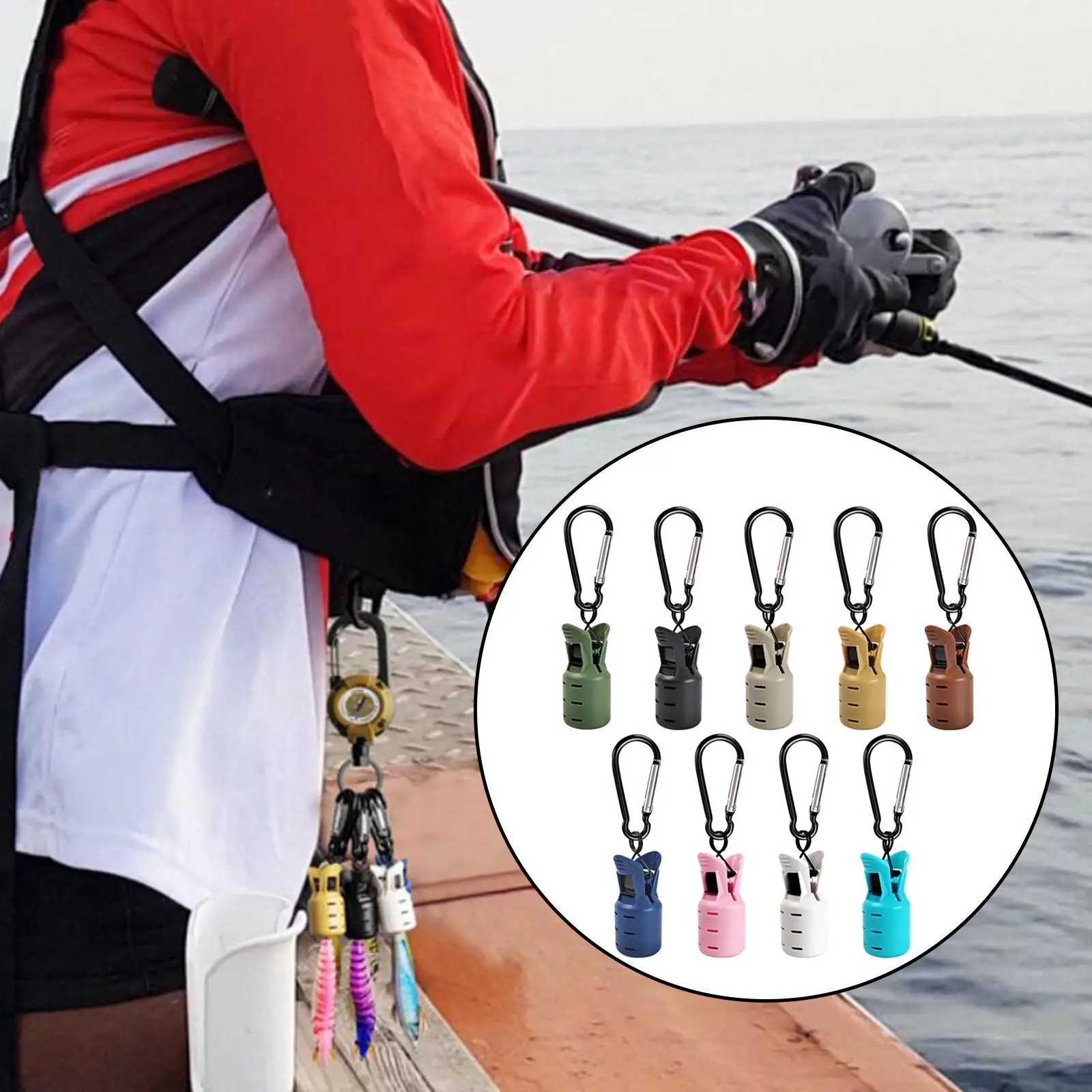 ABS Squid Hook Cover Sleeve Guard with Carabiner Fishing Accessories for Squid Jig Lures Outdoor Use
