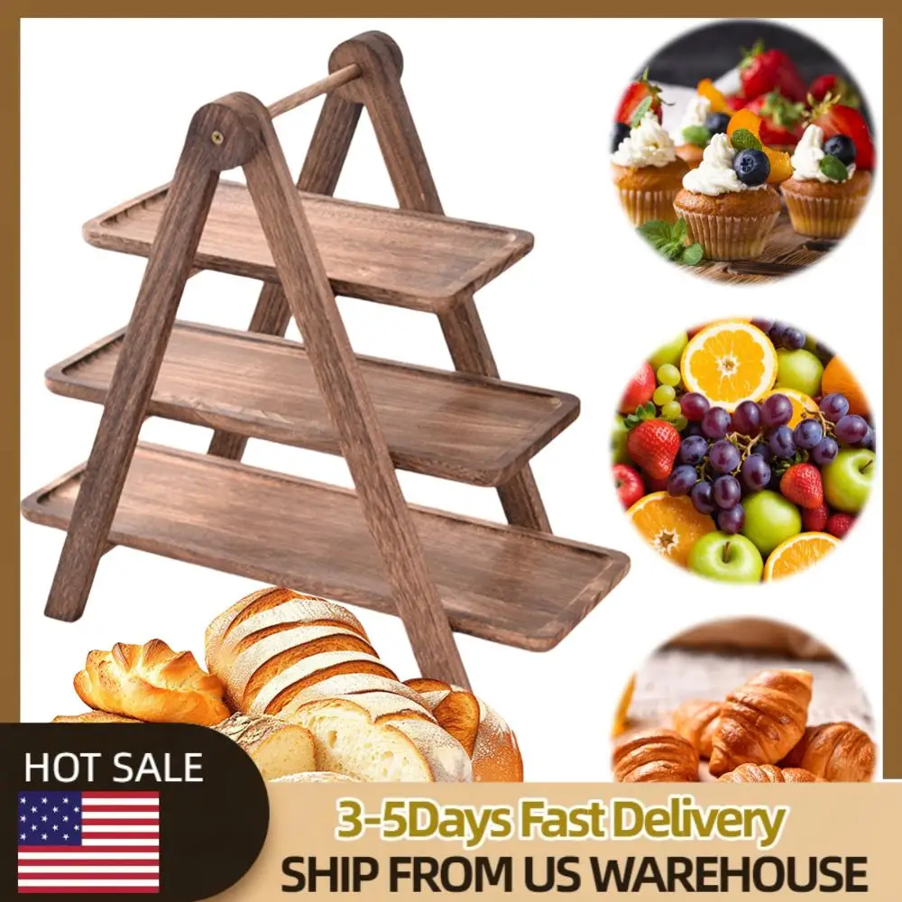 

2 шт. деревянное сервировочное блюдо, 3-х уровневый сервировочный поднос, многофункциональная прямоугольная сервировочная подставка, многоуровневый поднос для кексов для свадебной вечеринки