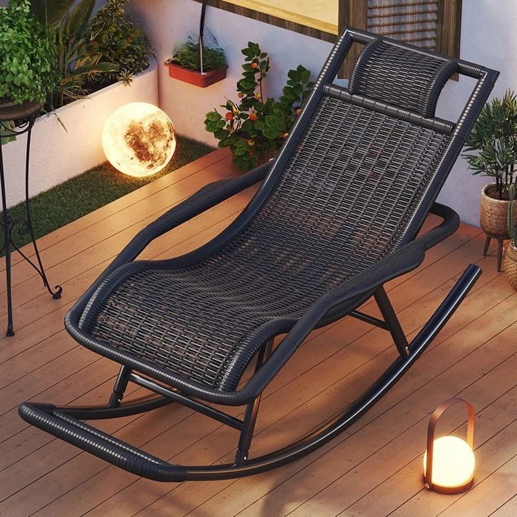 Rattan Rocking Chair Recliner Chair Adult Rocking Recliner Chair Balcony Home Leisure Rattan Elderly Lounge Chair Floor Chair image 6