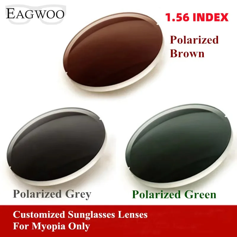 Eagwo 1.56 Index Prescription Sunglasses Polarized Lenses Grey Brown Green Sunglasses Lens for Myopia Anti UV Anti Glare