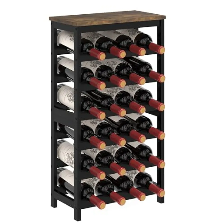 

6 Tier Bamboo Wine Rack Freestanding Floor, Wine Storage Shees with Table Top, Stackable Wine Display Rack for Kitchen, Bar, Di