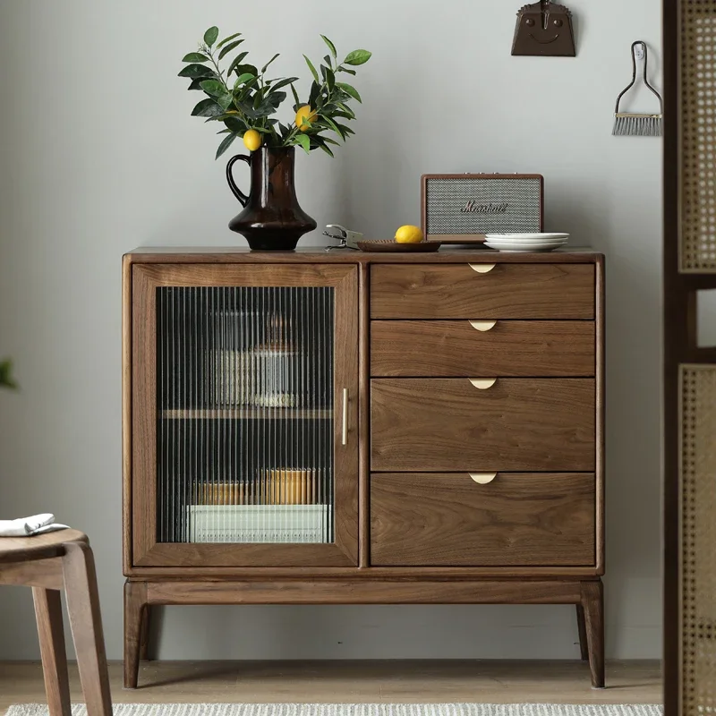 

Black Walnut Log Side Cabinet Cabinet Restaurant Locker Sideboard Cabinet Hallway Furniture Storage