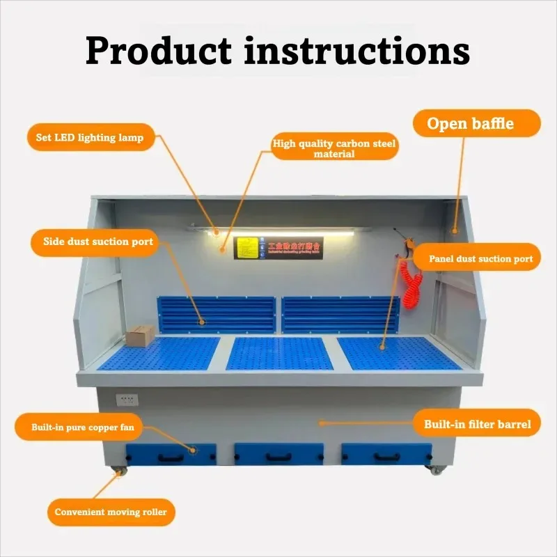 Grinding Polishing Dust Collection Workbench With Pulse System For Metal Deburring Stone Wood Dust