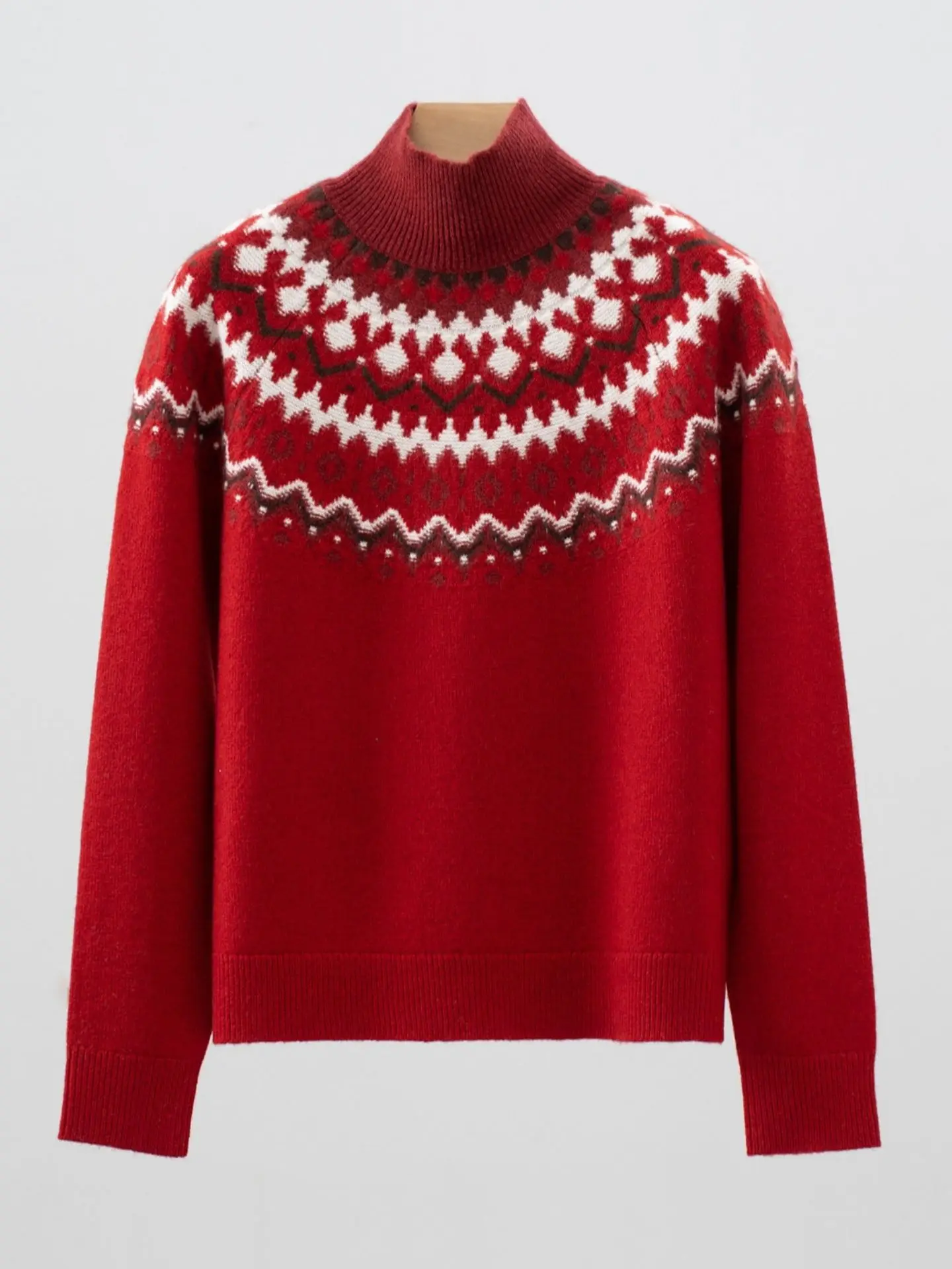 

Autumn Winter Camere Wool High Ne Cisas Red Casual Versatile Knitted Sweater Women Princ Sle Loose Fit Bright Th...