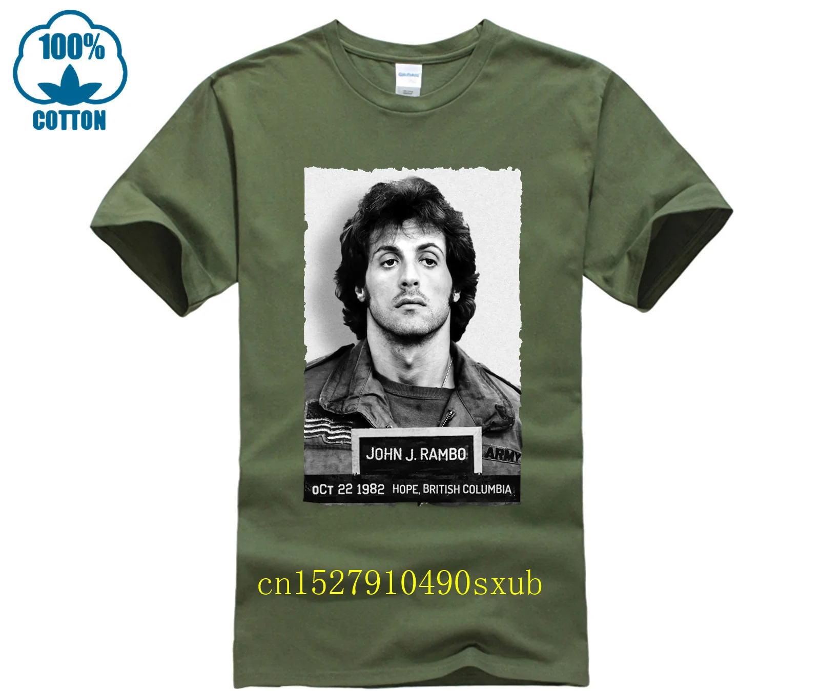 Men Printing Short Sleeve O Neck Tshirt John Rambo Mugshot Tee Summer Fashion  T-Shirt