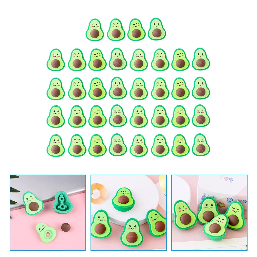 

36 Pcs Avocado Eraser Green Erasers Mini Food Puzzle Practical Cool for Kids Children's Gifts