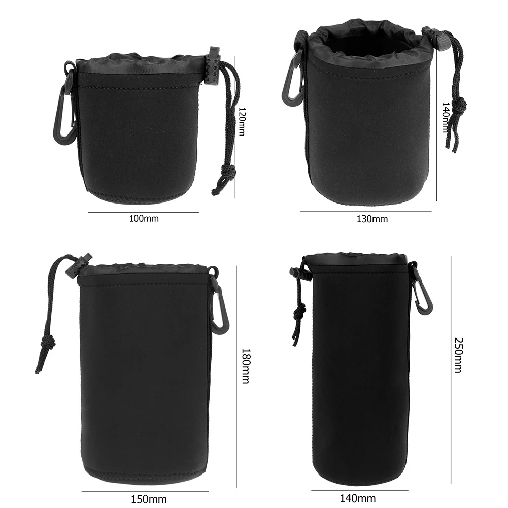 Waterproof Soft Neoprene Camera Lens Pouch Bag Drawstring Protector Case