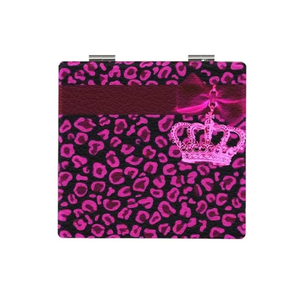 Portable Leopard Print Makeup Mirror Folding Square Pocket Mirror Double-Sided Mini Cosmetics Mirror