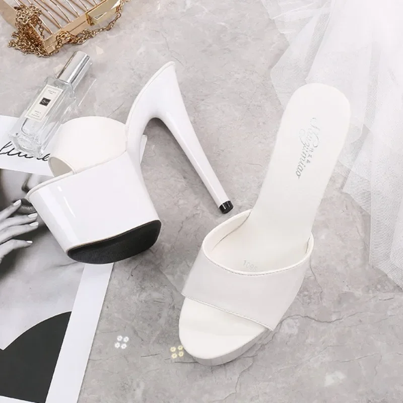 Mclubgirl New Sexy Extreme Stiletto High Heels Woman Sandals Designer PVC Transparent Buckle Strap Stripper Pumps Shoes  LFD