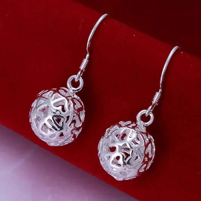 

Women Lady Lovely Fashion High Quality 925 Sterling Silver Ball Party Dangle Earring Jewelry Factory Price Free Shipping