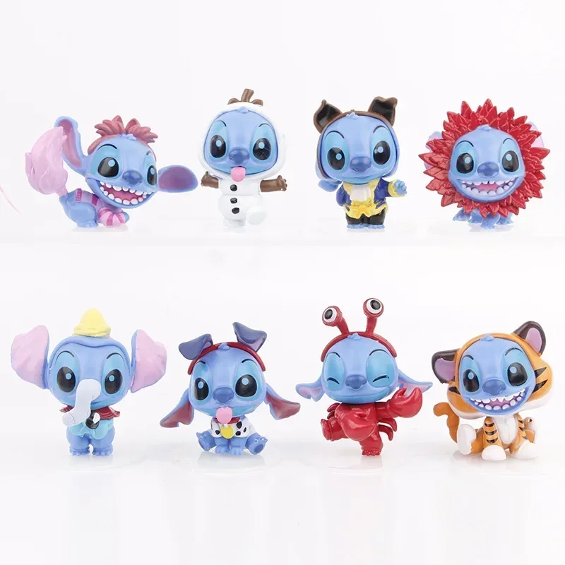 

8pcs/lot Disney Cartoon Anime Lilo & Stitch Action figure toy statue collection desktop model home decoration kids gift