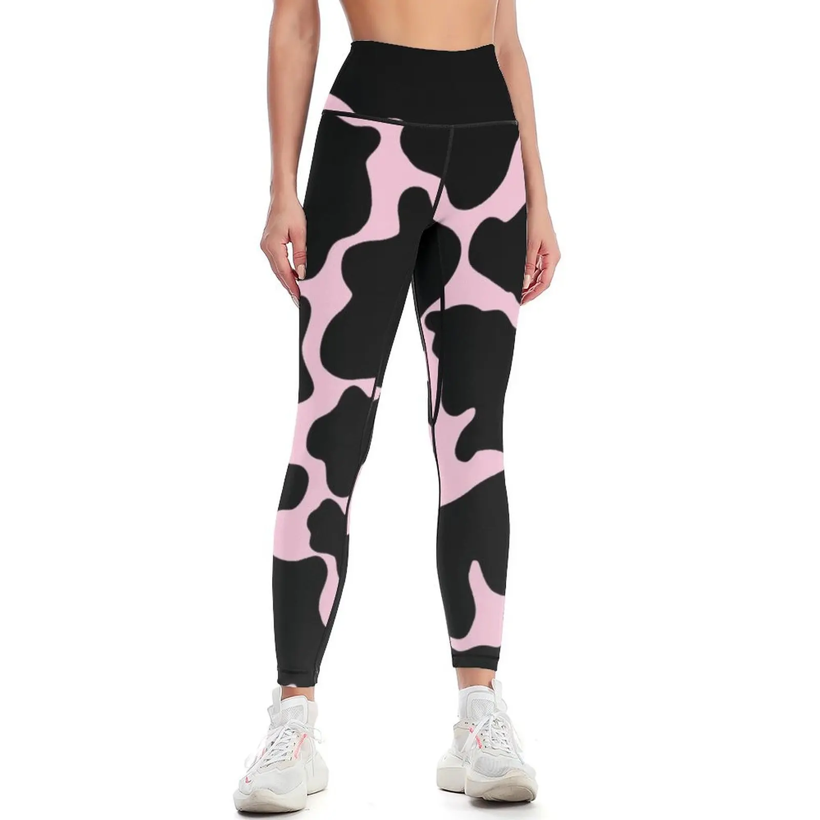 

Black and Pink Cow Print Leggings gym's sportswear legging push up Womens Leggings