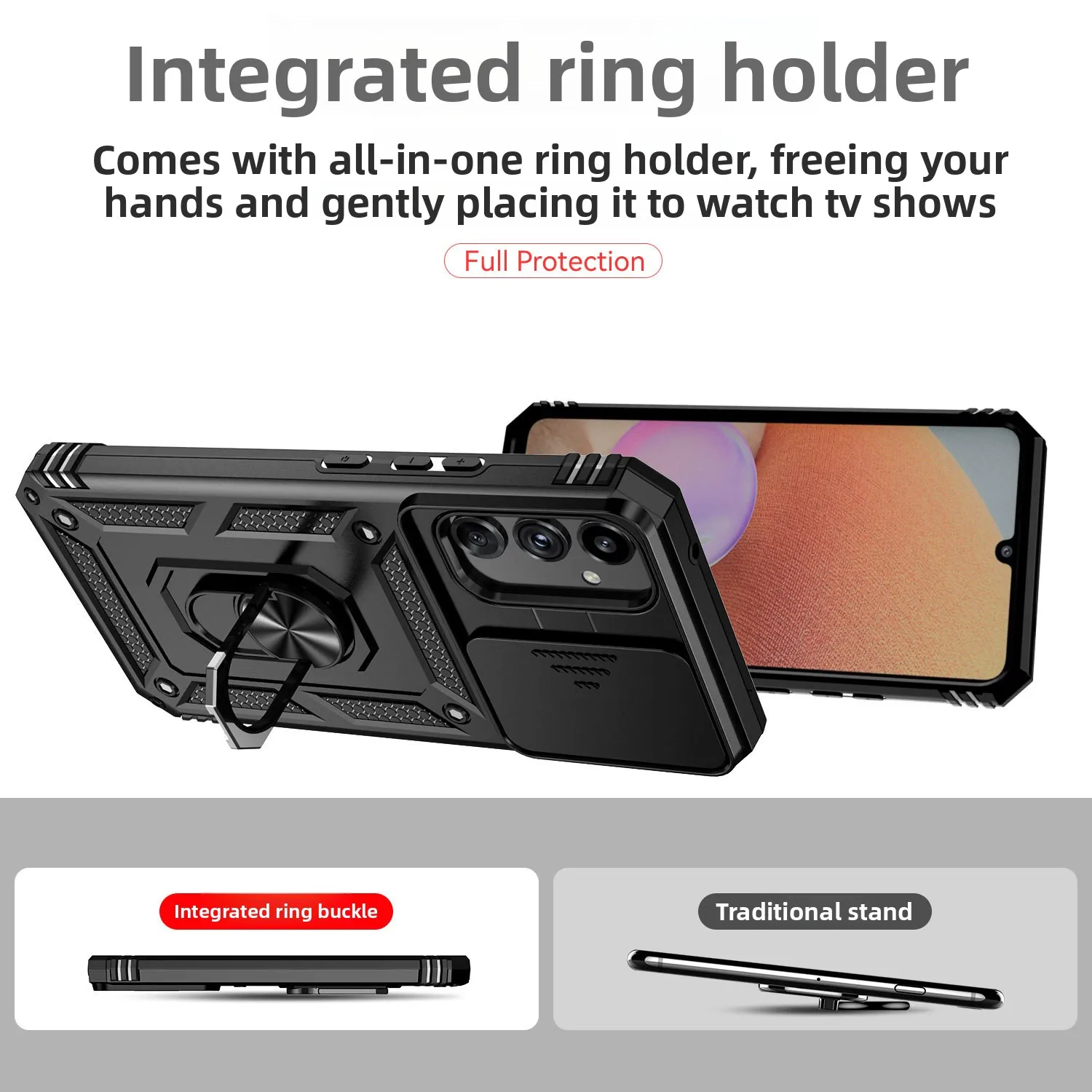 

For Samsung A34 Galaxy Lens Camera Slide Protect Case PC TPU Shockproof Phone Case With Magnetic Ring