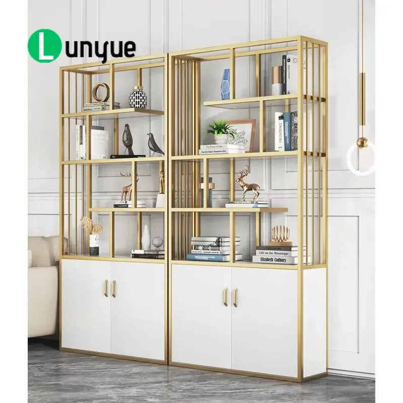 Nordic Iron Bookshelf Light Luxury Multilayer Storage Shelf for Living Room Home Decor Floor Standing Organizer Rack