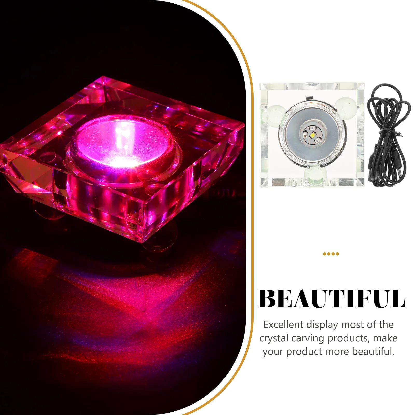 

LED Lighting Base Crystal Display Stand for 3D Spherical Artwork Glass Resin Collectibles Night Lamp Accessory Home