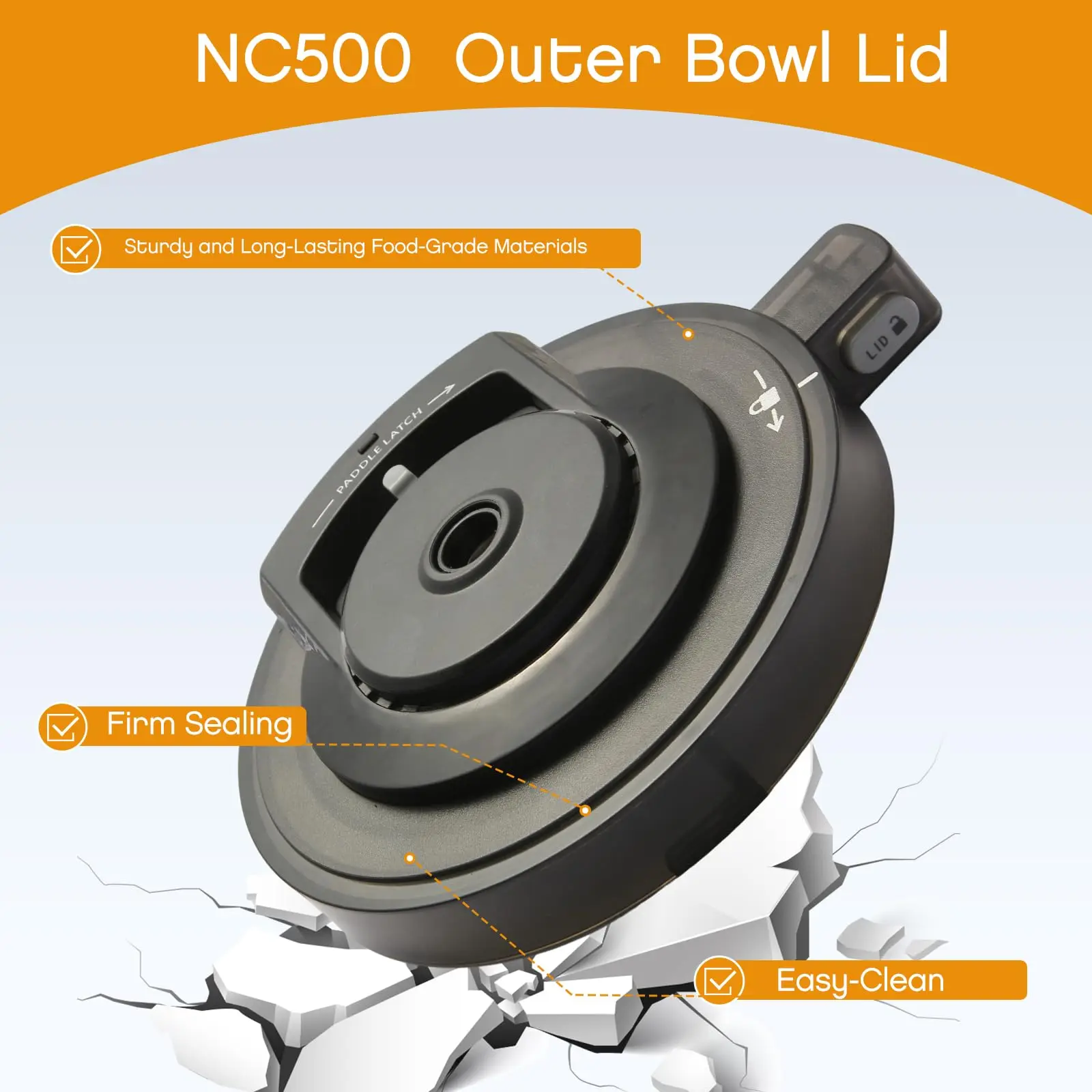 Outer Bowl Cover for Ninja NC501 NC500 Ice Cream Maker Replacement Lid Compatible with NC500 Series