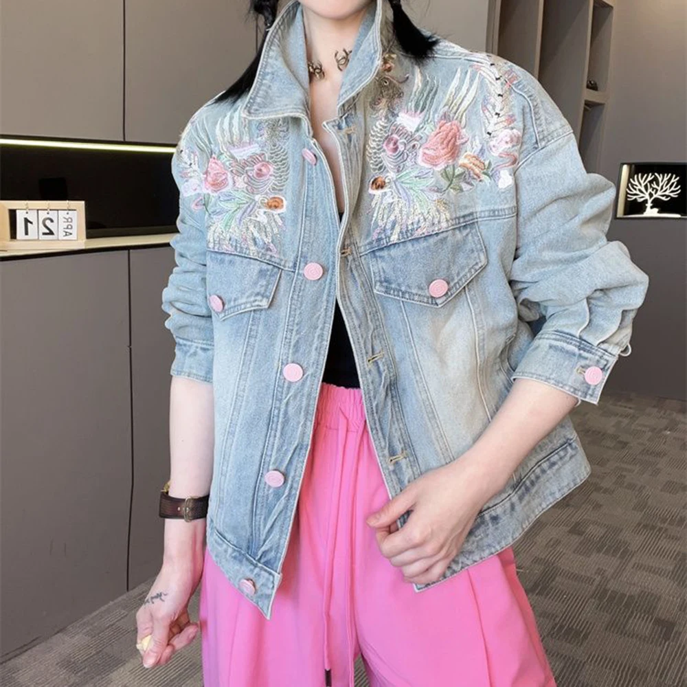 Spring and Autumn Short Denim Jacket 2024 New Women's Embroidered Chinese Style European Station European Tide Top Women's