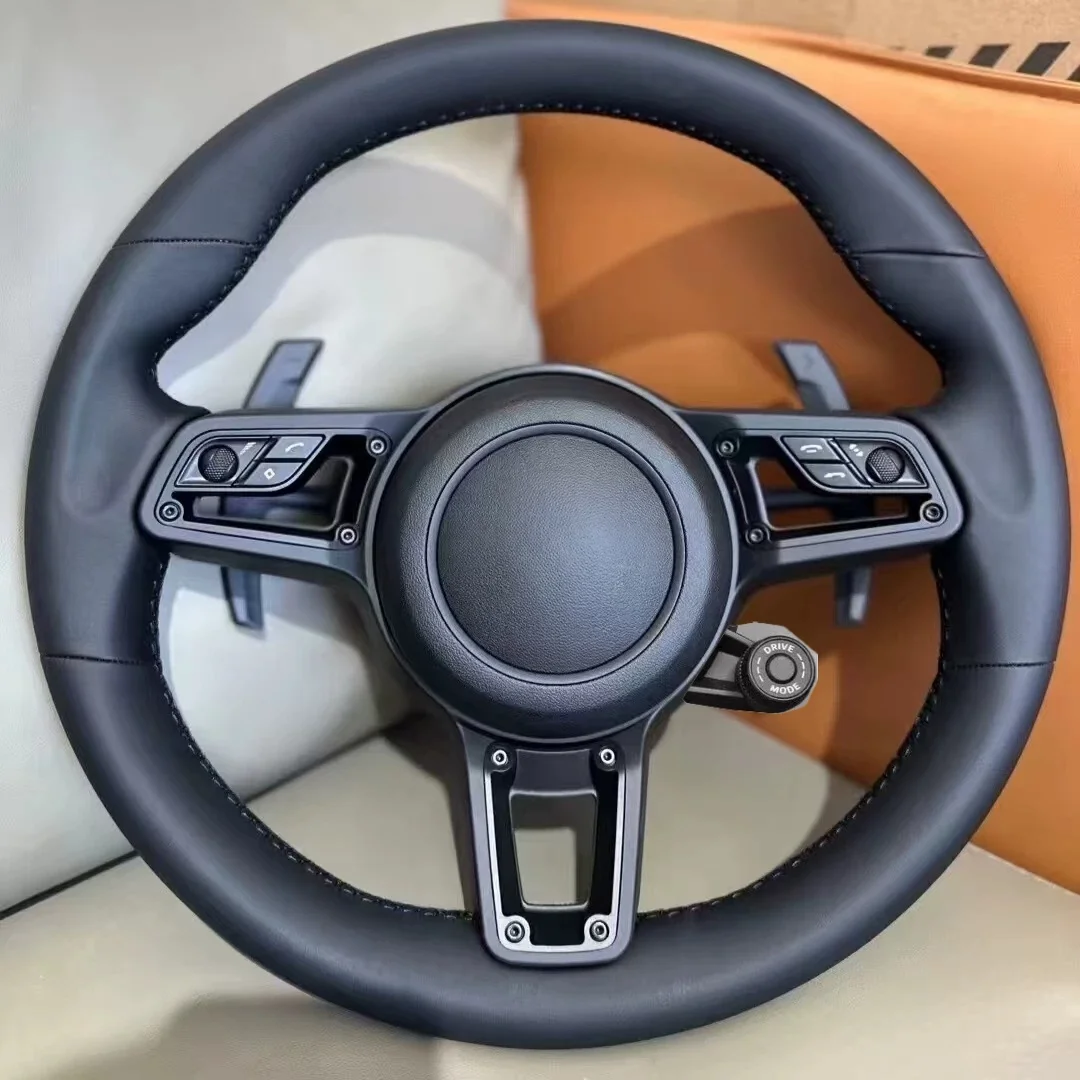 Leather Steering Wheel For Porsche 911 996 Cayenne 958 718 Boxster 918 Cayman Macans Panamera Taycan GT3 RS 970 GT2RS view 4