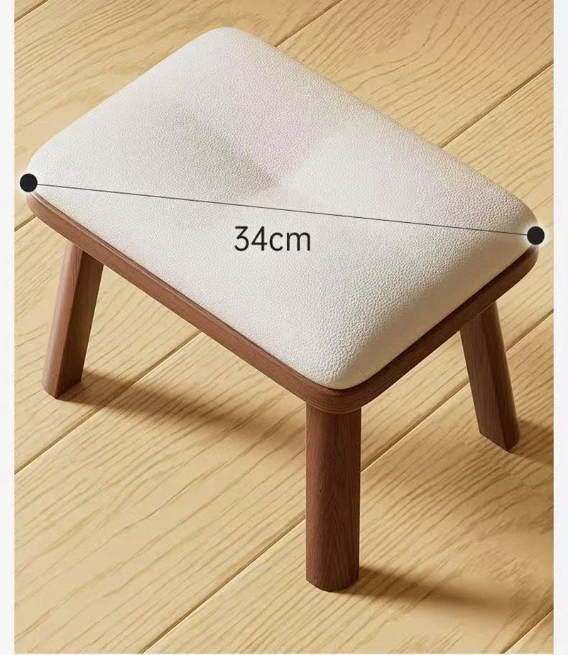 Solid Wood Low Stool for Home Use- Sturdy Comfortable Modern Simple Sofa Soft Bag Storage