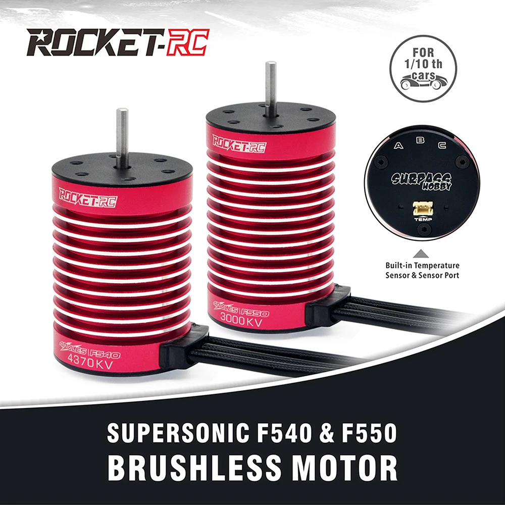 SURPASS HOBBY Rocket-RC 1/10 Brushless Motor And ESC Combo 60A /80A F540 F550 motor 3.175mm V2 Supersonic for Tamiya RC Car
