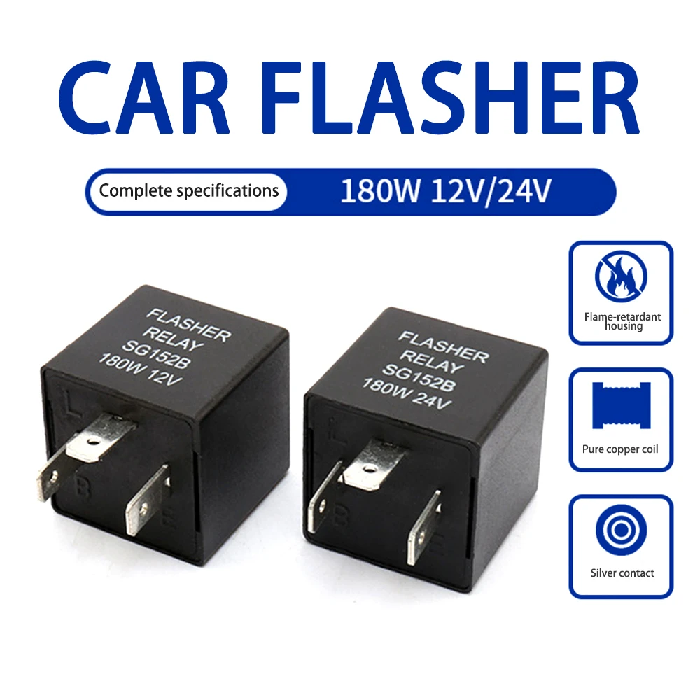 3 Pin Car Motorcycle LED Flasher Relay 12 24V Universal Electronic Adjustable Freauency Turn Signal Light Blinker Flasher Relay