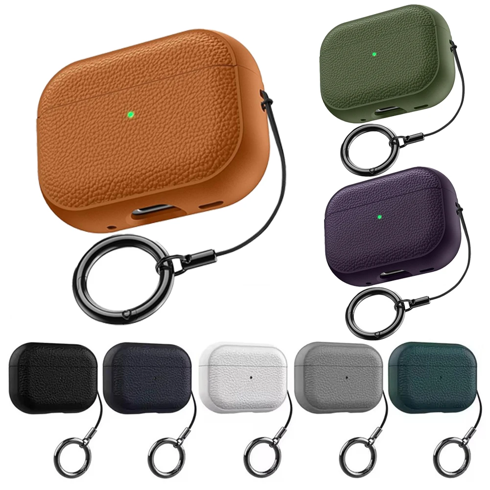 에어팟 프로3용 이어폰 케이스 후크 스트랩 헤드폰 커버 케이스 럭셔리 리치 가죽 비즈니스 에어팟 프로 3 케이스 쉘 2025