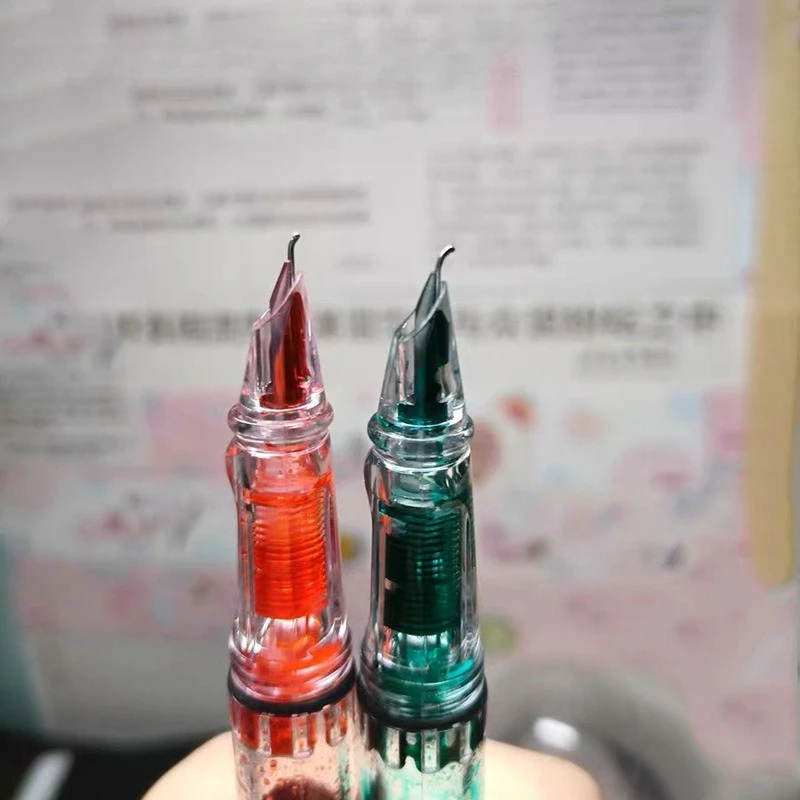 2026 Art pen Transparent piston pen Large capacity ink student practice pen