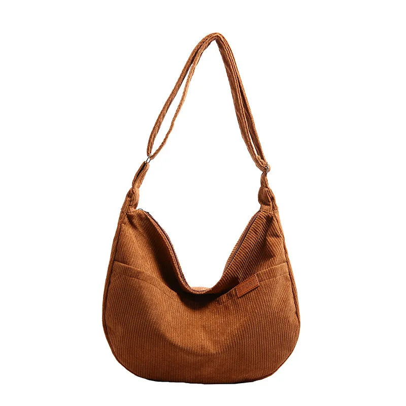 Bolso de hombro de pana, bandolera de gran capacidad, Estilo Vintage, Hobo, a la moda, clásico