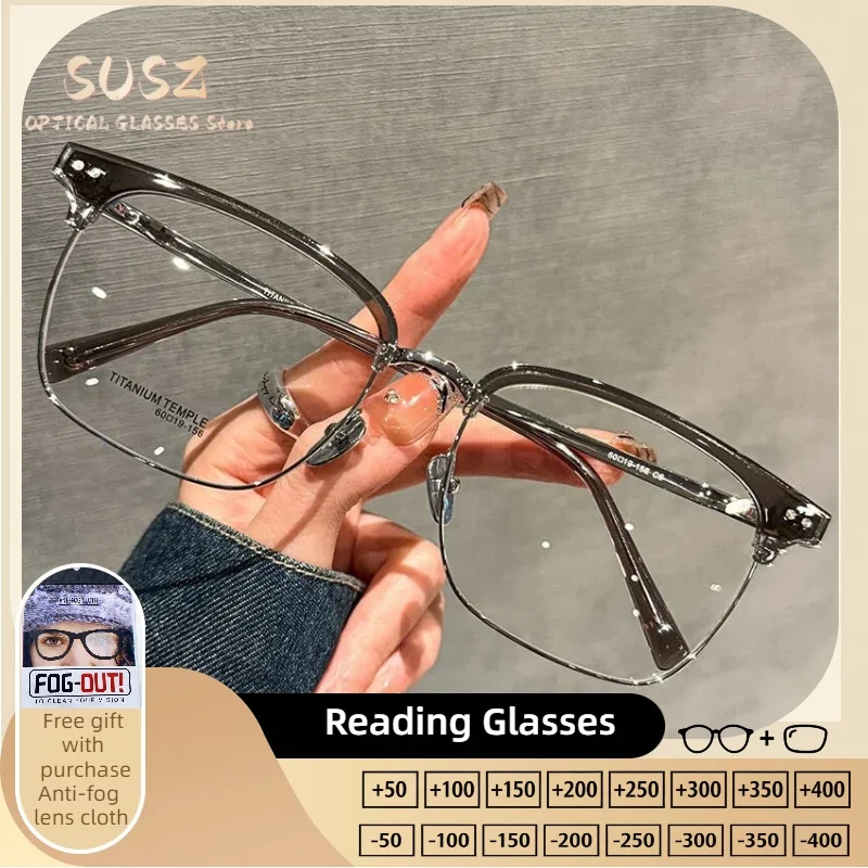 

SUSZ Women Ultralight Office Square Myopia Prescription Computer Glasses Anti Blue Ray Multifocal Photochromic Optical Eyeware