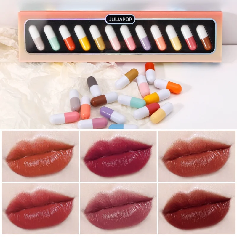 Fluwelen Lippenstift Pak Popular12color Mini Capsule Lippenstift