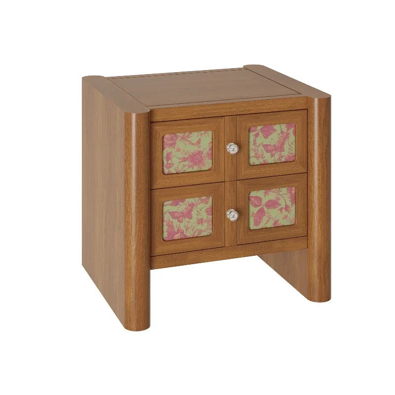 سجل طاولة السرير القديمة على الطراز الرعوي الفرنسي، طاولة بجانب السرير فاخرة وخفيفة الوزن وغرفة النوم وخزانة الصدر ذات درج مزدوج #1