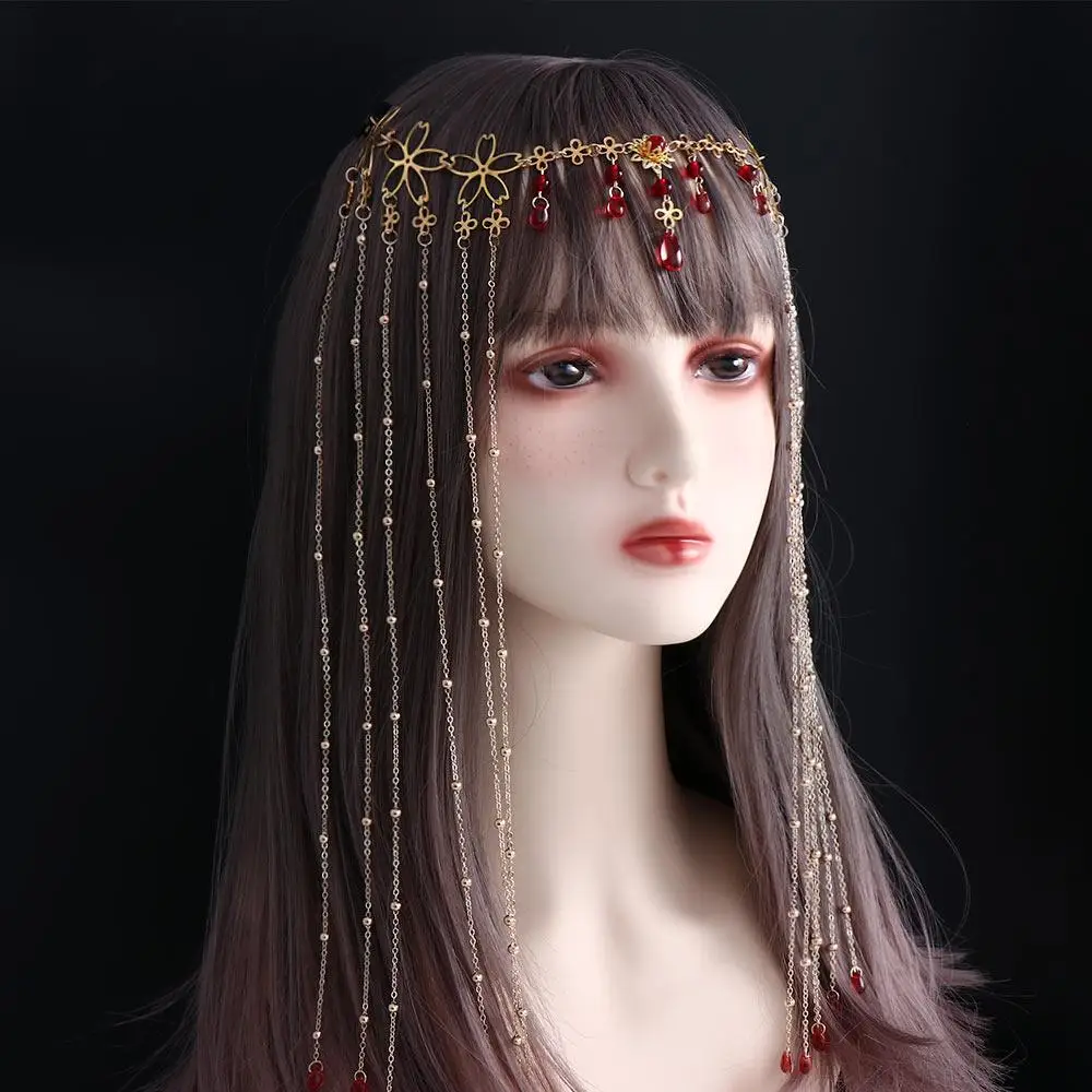 Fairy Hair Ornaments Forehead Chain Face Curtain Retro Luxury Headdress Women Hair Accessories Crystal Headband